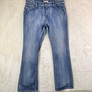 VGS Jeans Womens 14 Blue Med Wash Bootcut Thick Contrast Stitch Embroidered